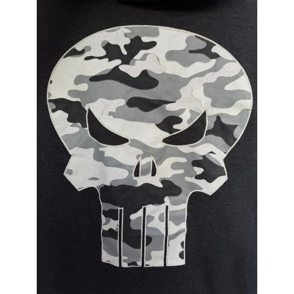 Marvel Punisher Hoodie Mens 2XL Black Camo Skull Graphic Zip Up Streetwear